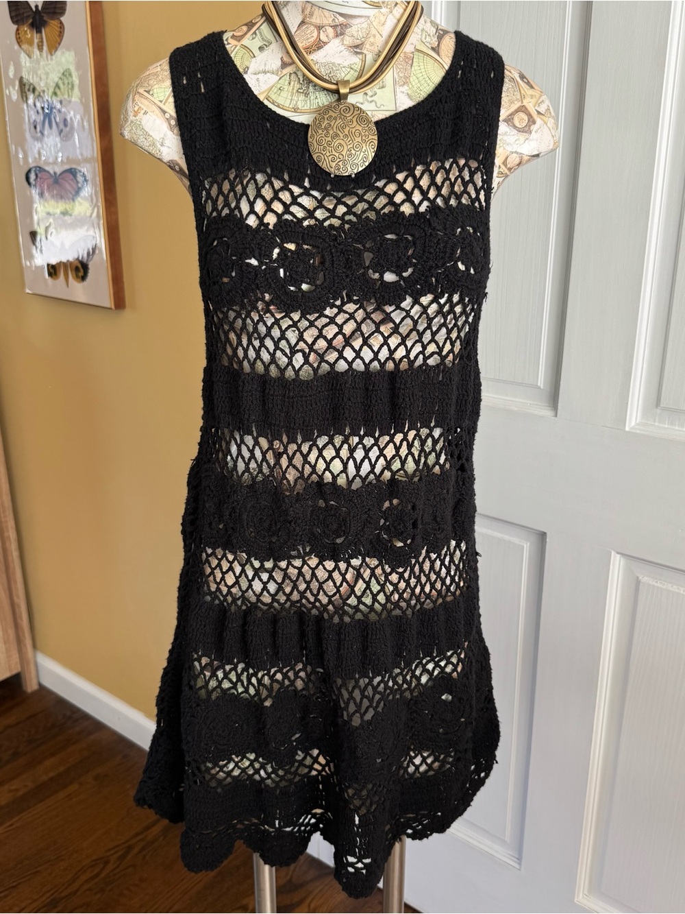 Abercrombie & Fitch Black Cotton Crochet Dress Cover Up XS / S